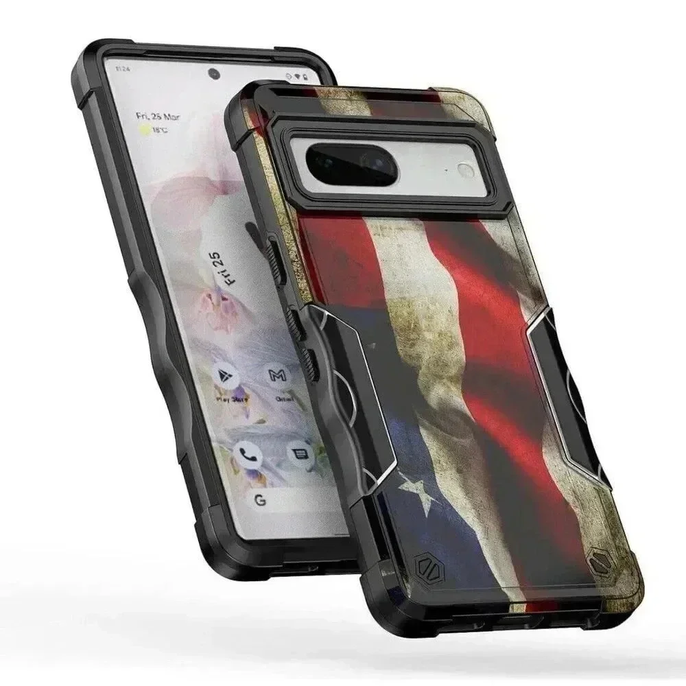 American Flag Case Compatible‎ with Google Pixel 7a Hybrid Shockproof Bumper